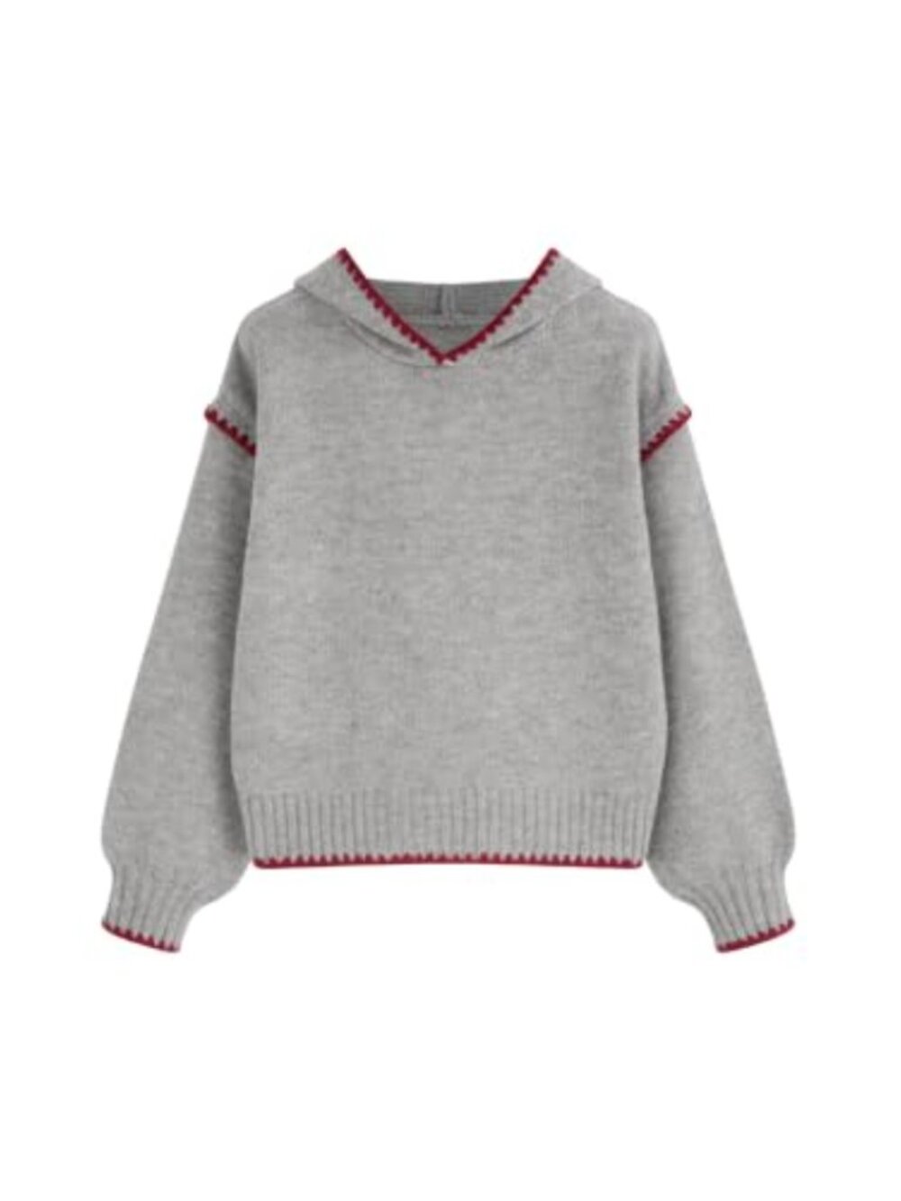 CIDER Hooded Sweater Bow Applique Women Cropped Knit Pullover
